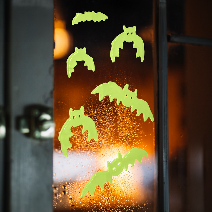 Halloween naklejki żelowe na szybę fluorescencyjne Nietoperze 20,5x20cm