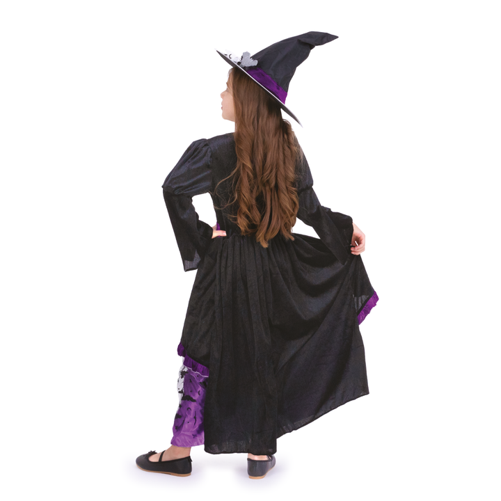 Strój Czarownicy dla dziewczynki fioletowo-czarny rozmiar M