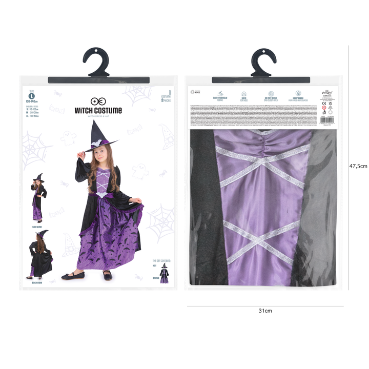 Strój Czarownicy dla dziewczynki fioletowo-czarny rozmiar L