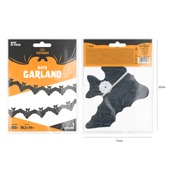 Girlanda Halloween Nietoperze czarna 260cm