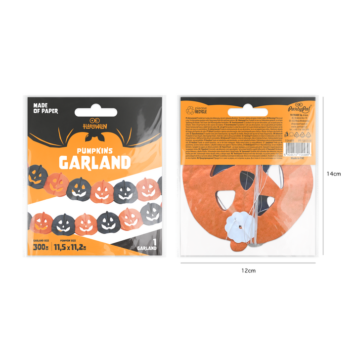 Girlanda Halloween Dynie pomarańczowo-czarna 300cm