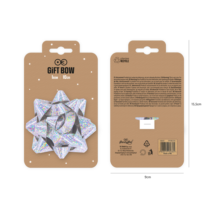 Kokarda prezentowa holograficzna srebrna 4 cale 1 szt.