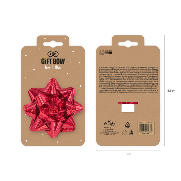 Kokarda prezentowa holograficzna czerwona 4 cale 1 szt.