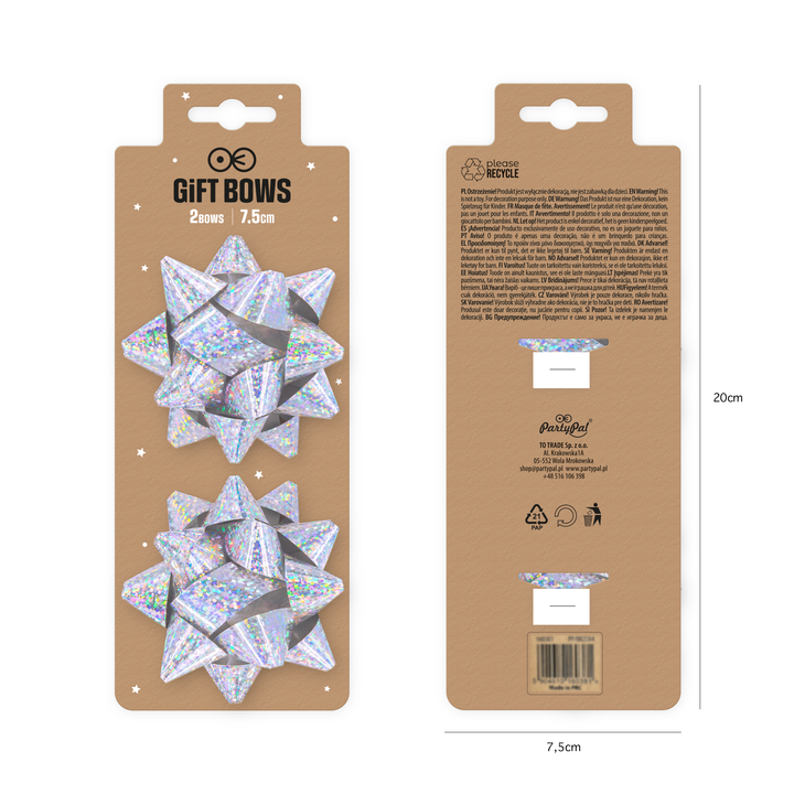 Kokarda prezentowa holograficzna srebrna 3 cale 2 szt.