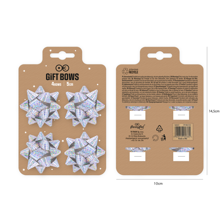 Kokarda prezentowa holograficzna srebrna 2 cale 4 szt.