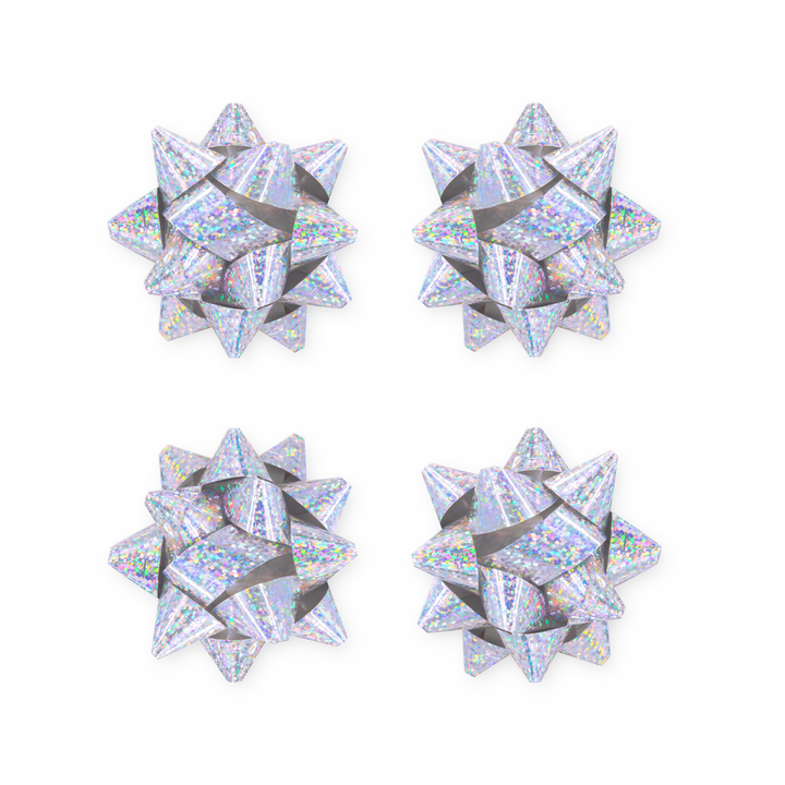 Kokarda prezentowa holograficzna srebrna 2 cale 4 szt.