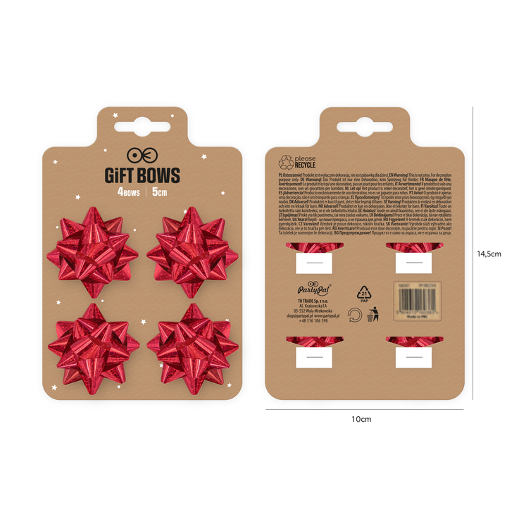 Kokarda prezentowa holograficzna czerwona 2 cale 4 szt.