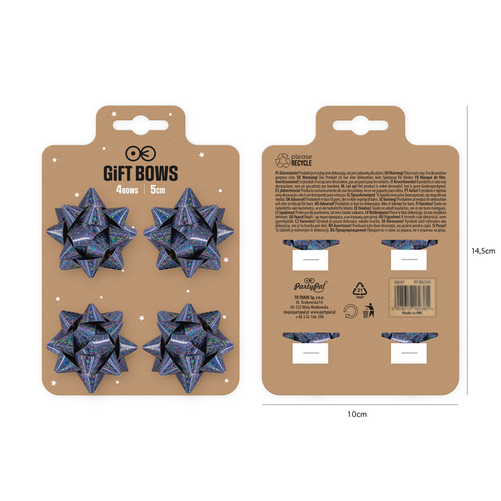 Kokarda prezentowa holograficzna grafitowy granat 2 cale 4 szt.