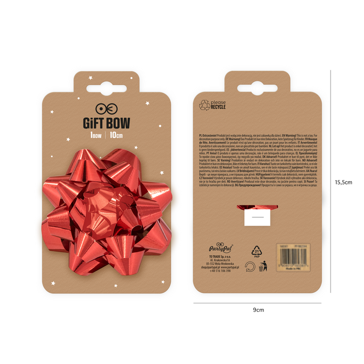 Kokarda prezentowa czerwona 4 cale 1 szt.