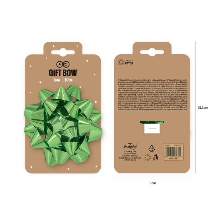 Kokarda prezentowa zielona 4 cale 1 szt.