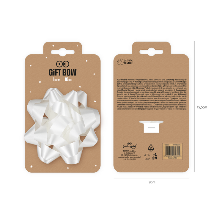 Kokarda prezentowa matowa biała 4 cale 1 szt.
