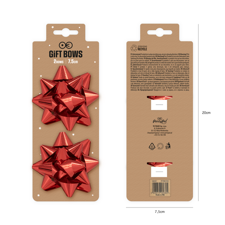 Kokarda prezentowa czerwona 3 cale 2 szt.