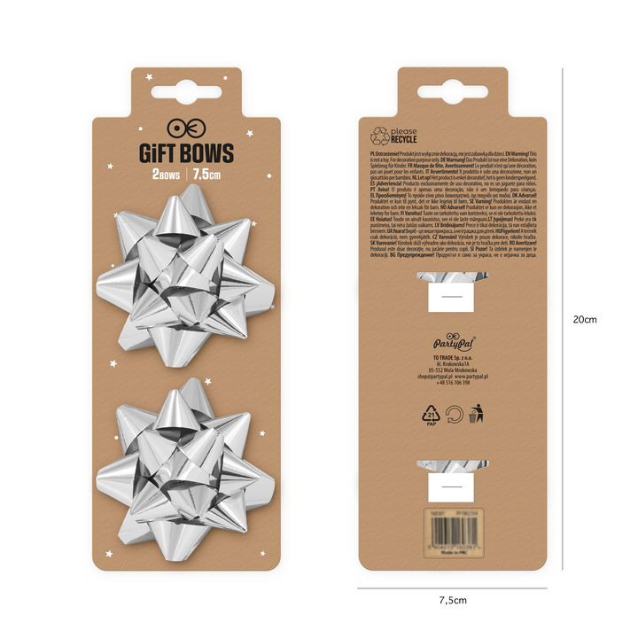 Kokarda prezentowa srebrna 3 cale 2 szt.