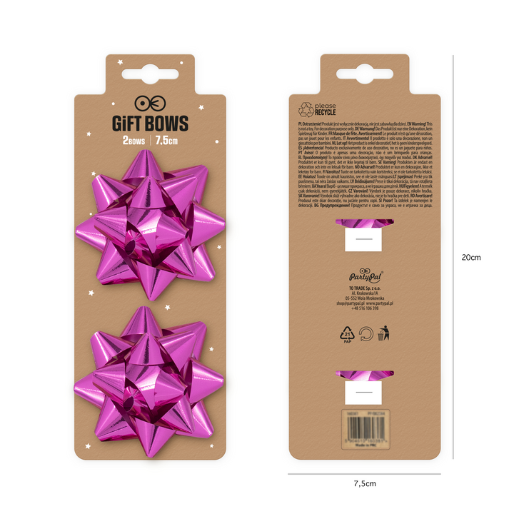 Kokarda prezentowa fuksja 3 cale 2 szt.