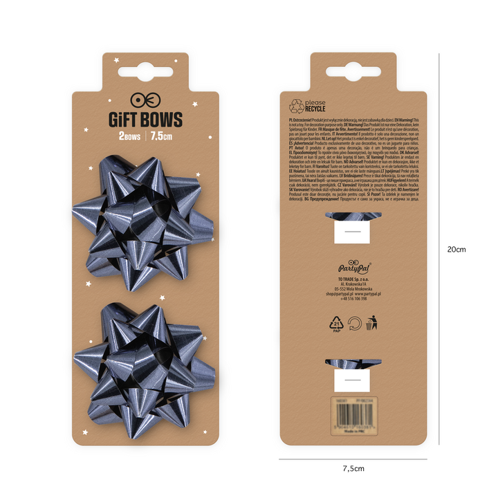 Kokarda prezentowa grafitowy granat 3 cale 2 szt.