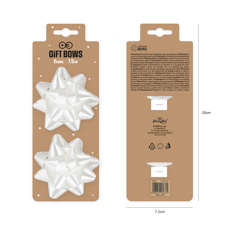 Kokarda prezentowa matowa biała 3 cale 2 szt.