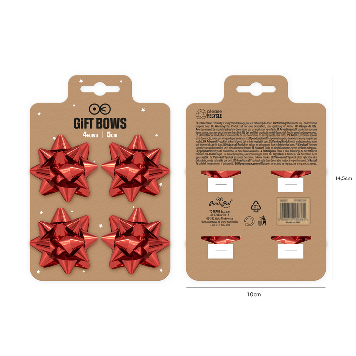 Kokarda prezentowa czerwona 2 cale 4 szt.