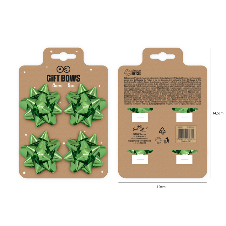 Kokarda prezentowa zielona 2 cale 4 szt.