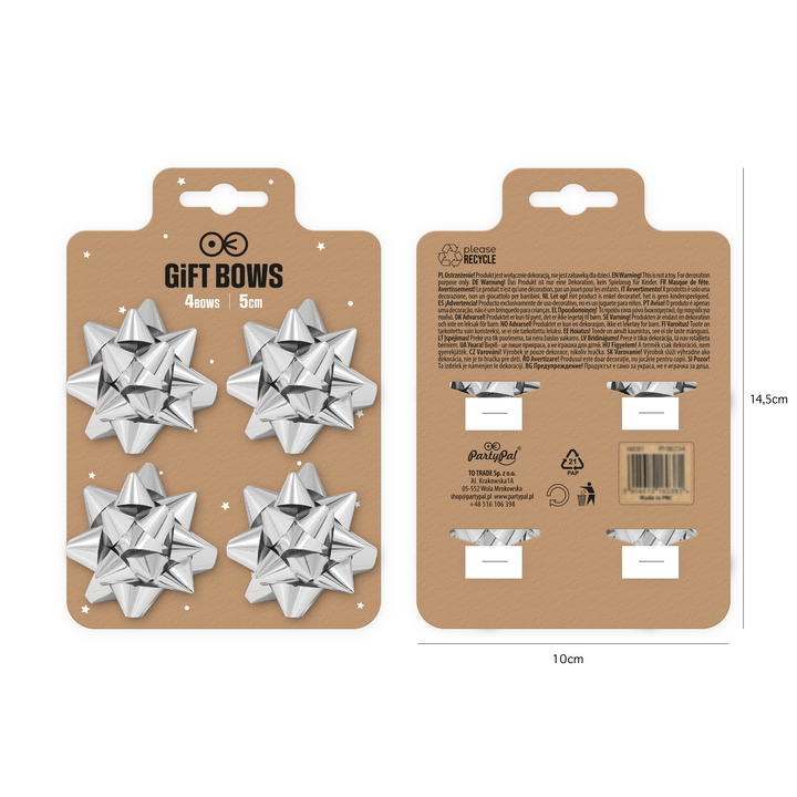 Kokarda prezentowa srebrna 2 cale 4 szt.