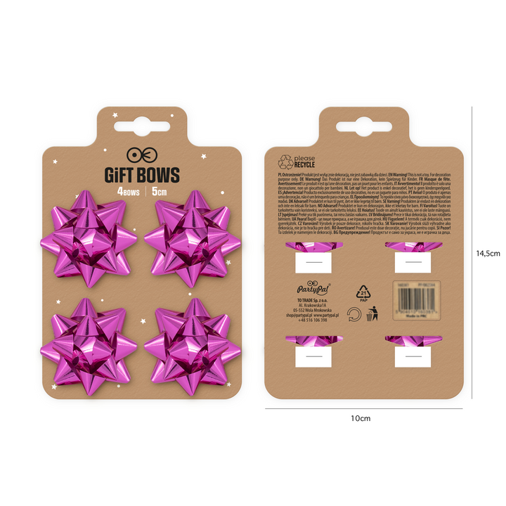 Kokarda prezentowa fuksja 2 cale 4 szt.