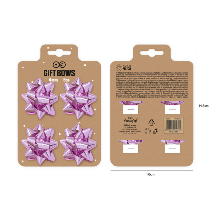 Kokarda prezentowa jasny fiolet 2 cale 4 szt.
