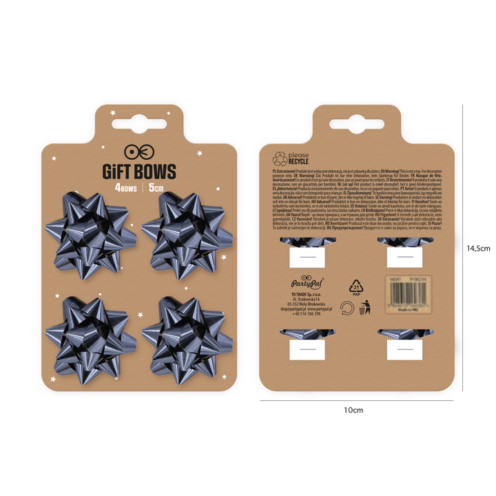 Kokarda prezentowa grafitowy granat 2 cale 4 szt.