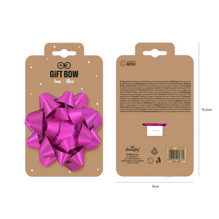 Kokarda prezentowa matowa fuksja 4 cale 1 szt.