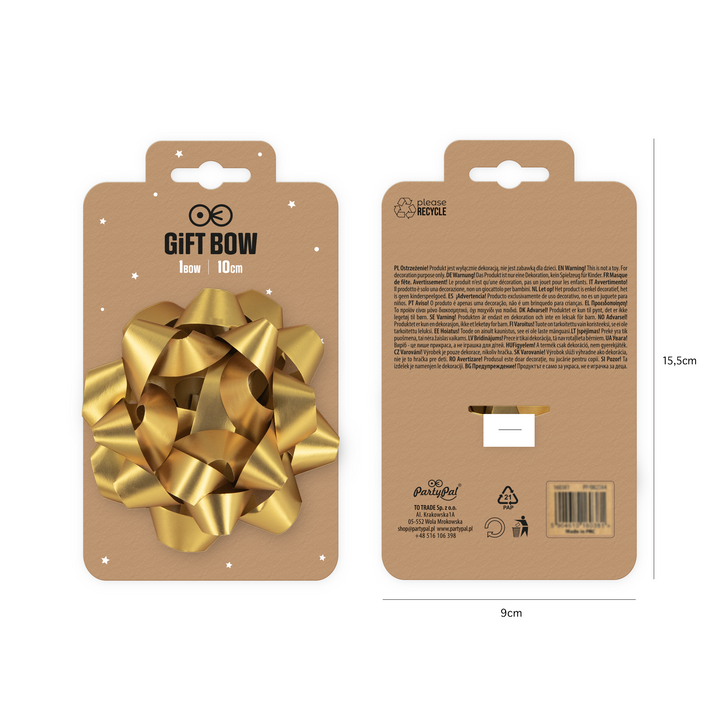 Kokarda prezentowa matowa złota 4 cale 1 szt.