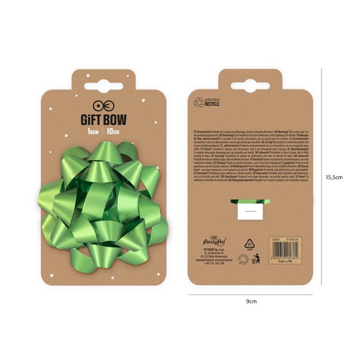 Kokarda prezentowa matowa zielona 4 cale 1 szt.