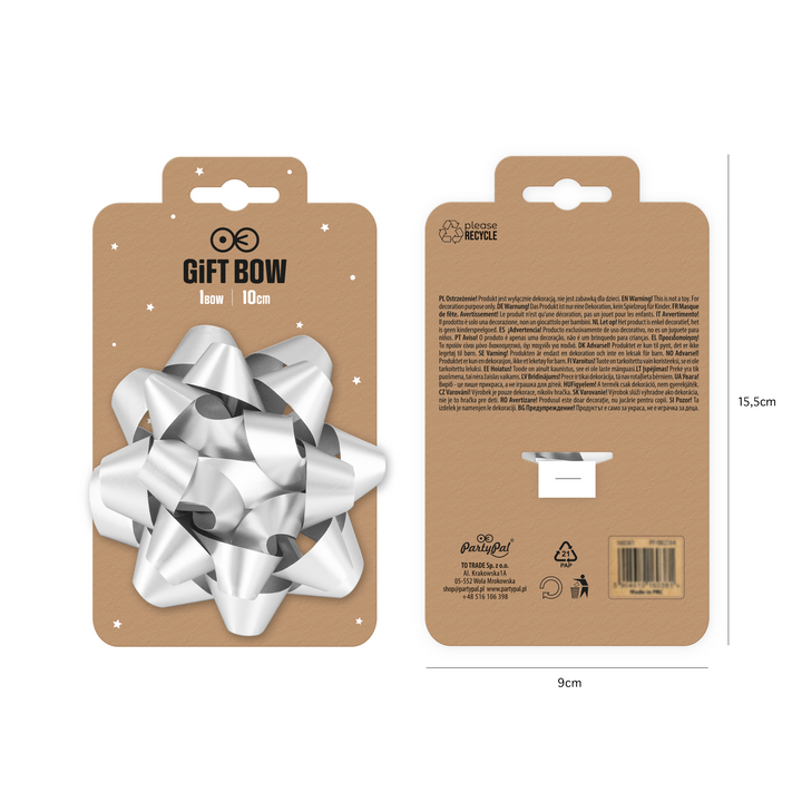 Kokarda prezentowa matowa srebrna 4 cale 1 szt.