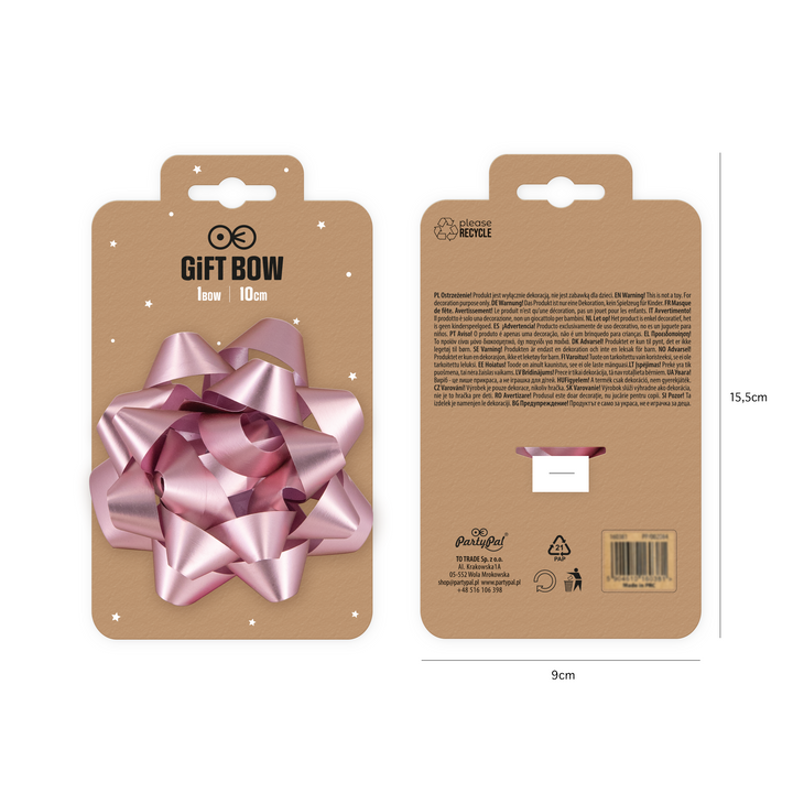 Kokarda prezentowa matowa jasnoróżowa 4 cale 1 szt.