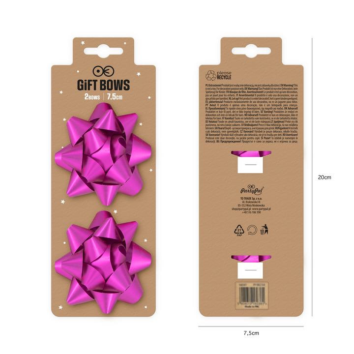 Kokarda prezentowa matowa fuksja 3 cale 2 szt.