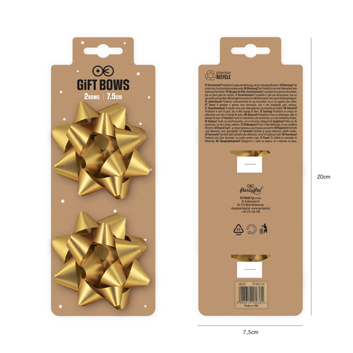 Kokarda prezentowa matowa złota 3 cale 2 szt.