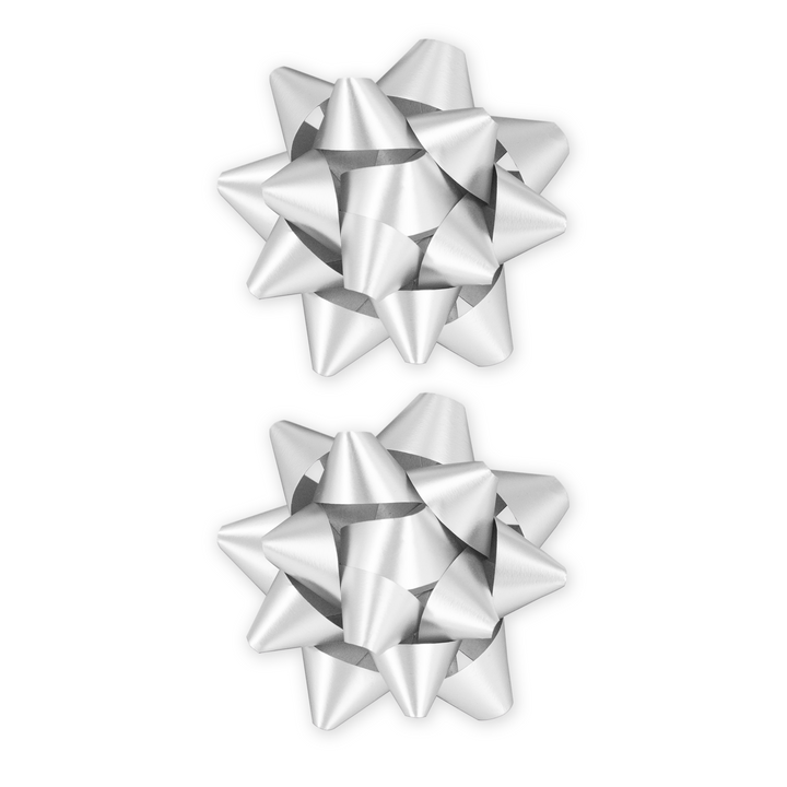 Kokarda prezentowa matowa srebrna 3 cale 2 szt.