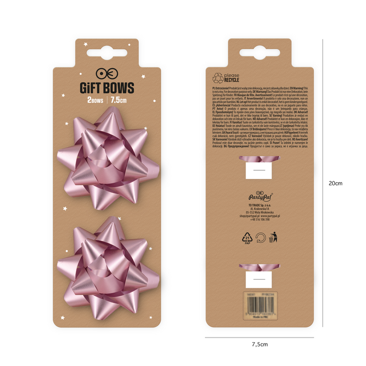 Kokarda prezentowa matowa jasnoróżowa 3 cale 2 szt.
