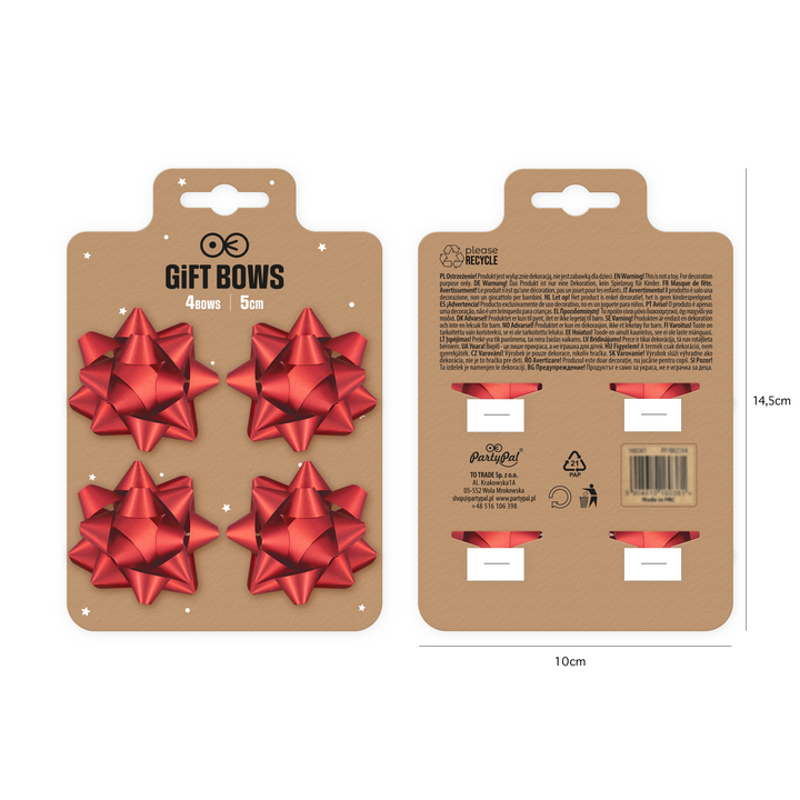 Kokarda prezentowa matowa czerwona 2 cale 4 szt.