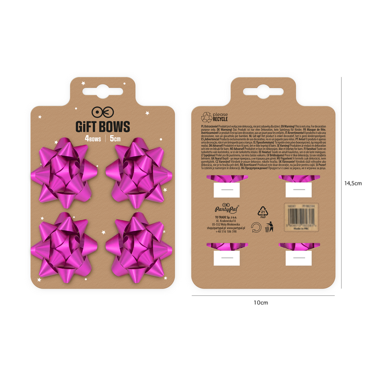 Kokarda prezentowa matowa fuksja 2 cale 4 szt.