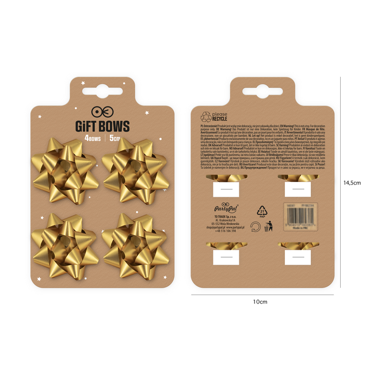 Kokarda prezentowa matowa złota 2 cale 4 szt.