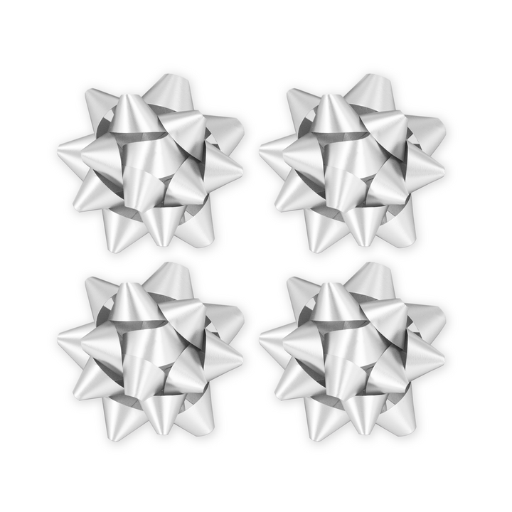 Kokarda prezentowa matowa srebrna 2 cale 4 szt.