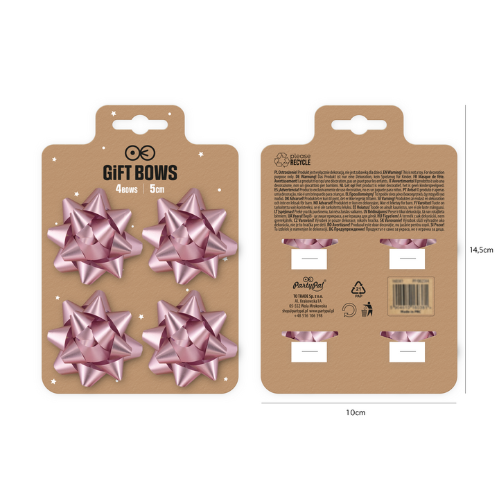 Kokarda prezentowa matowa jasnoróżowa 2 cale 4 szt.