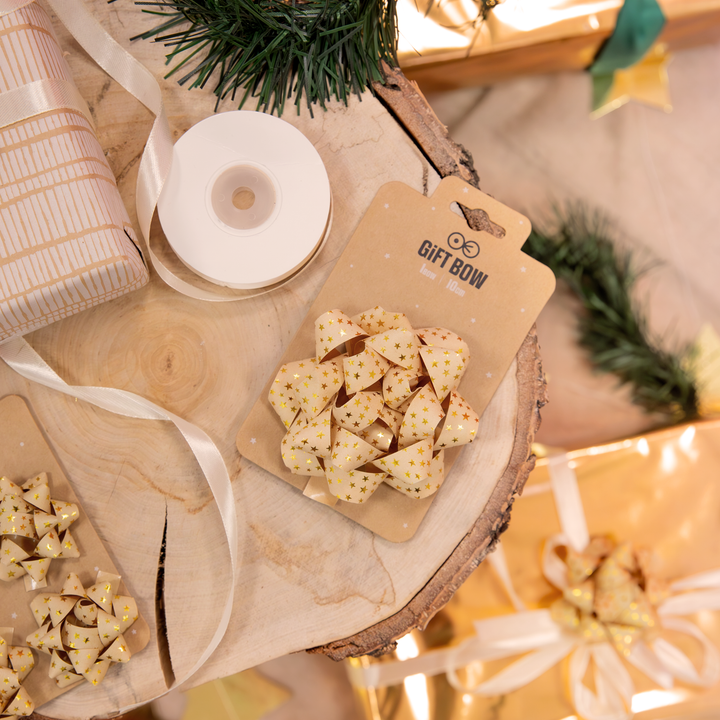 Kokarda prezentowa złote gwiazdki 4 cale 1 szt.