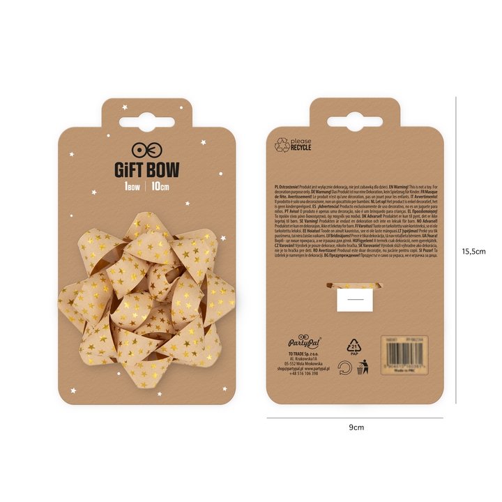 Kokarda prezentowa złote gwiazdki 4 cale 1 szt.
