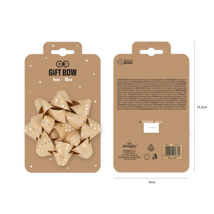 Kokarda prezentowa srebrne gwiazdki 4 cale 1 szt.