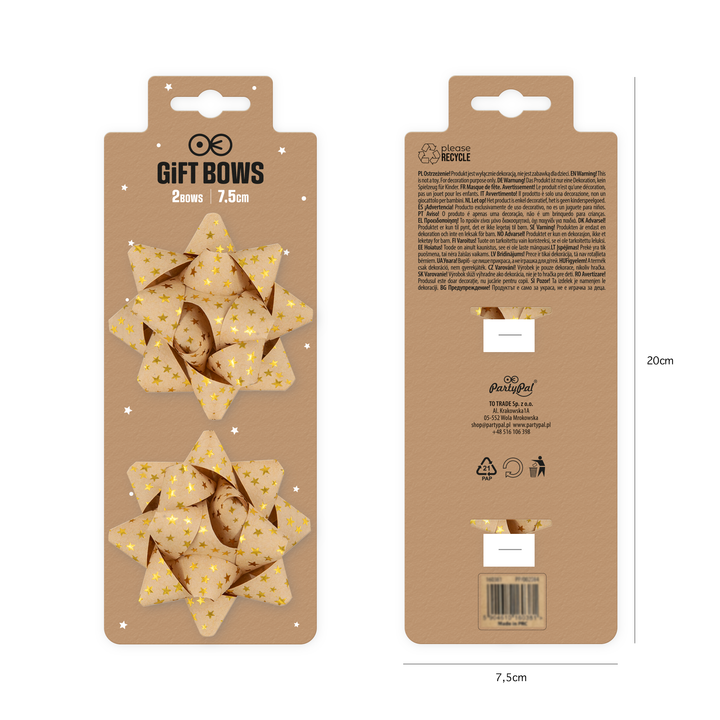 Kokarda prezentowa złote gwiazdki 3 cale 2 szt.