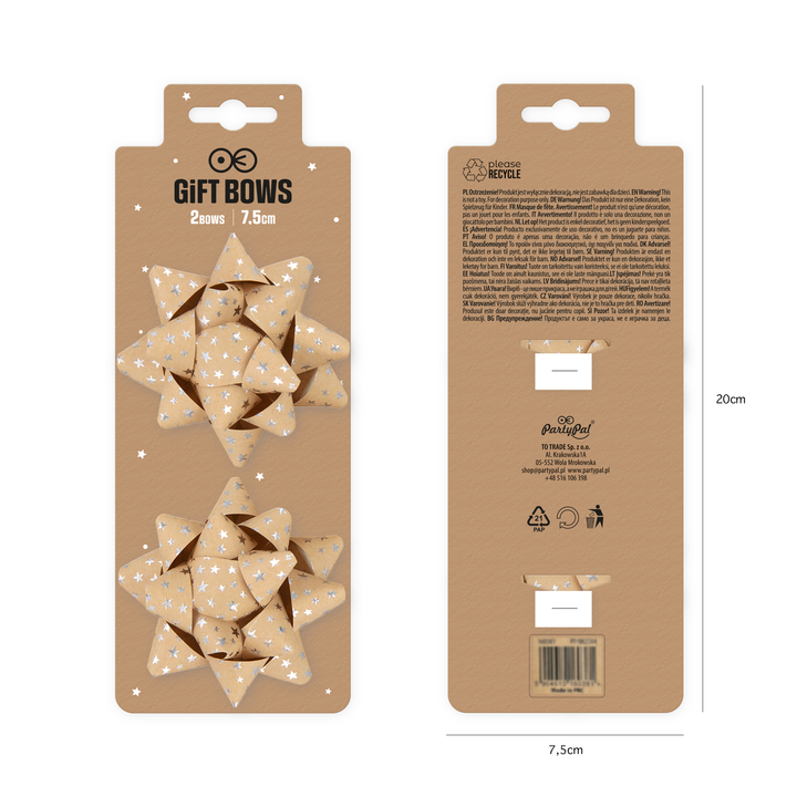Kokarda prezentowa srebrne gwiazdki 3 cale 2 szt.