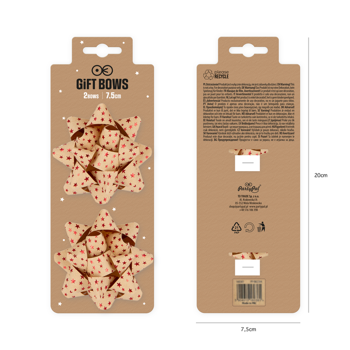 Kokarda prezentowa czerwone gwiazdki 3 cale 2 szt.
