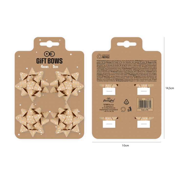 Kokarda prezentowa srebrne gwiazdki 2 cale 4 szt.