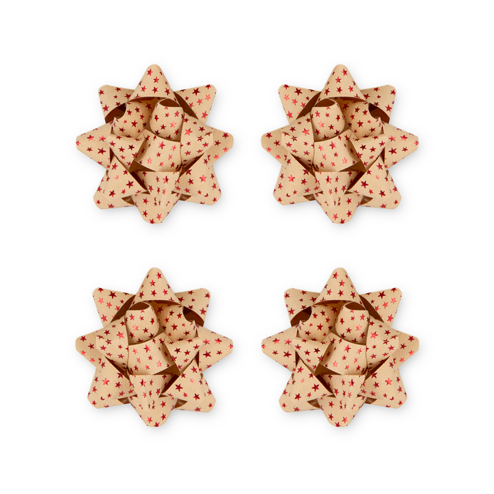 Kokarda prezentowa czerwone gwiazdki 2 cale 4 szt.