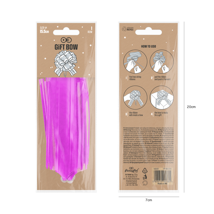 Kokarda ściągana prezentowa fuksja 1 szt.