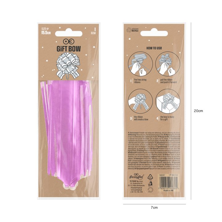 Kokarda ściągana prezentowa jasnoróżowa 1 szt.